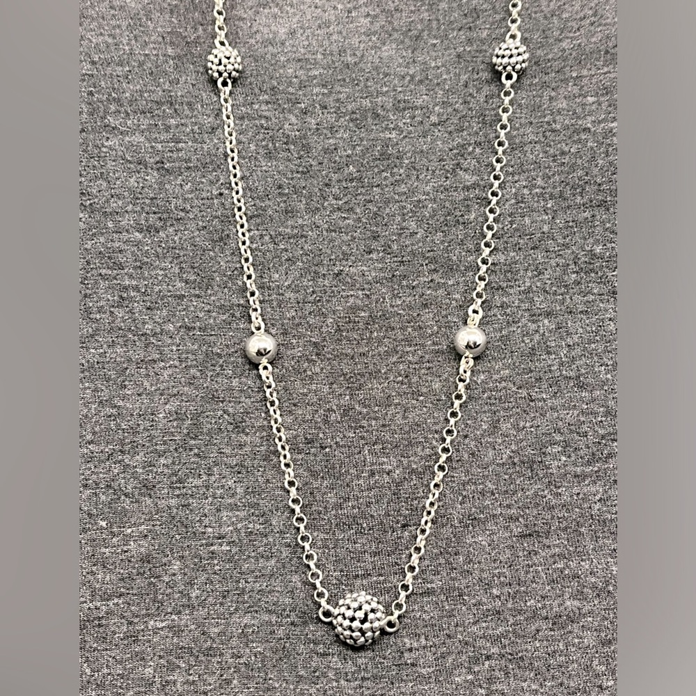 Michael Dawkins Sterling Granulated & Smooth Bead Toggle 18" Necklace
